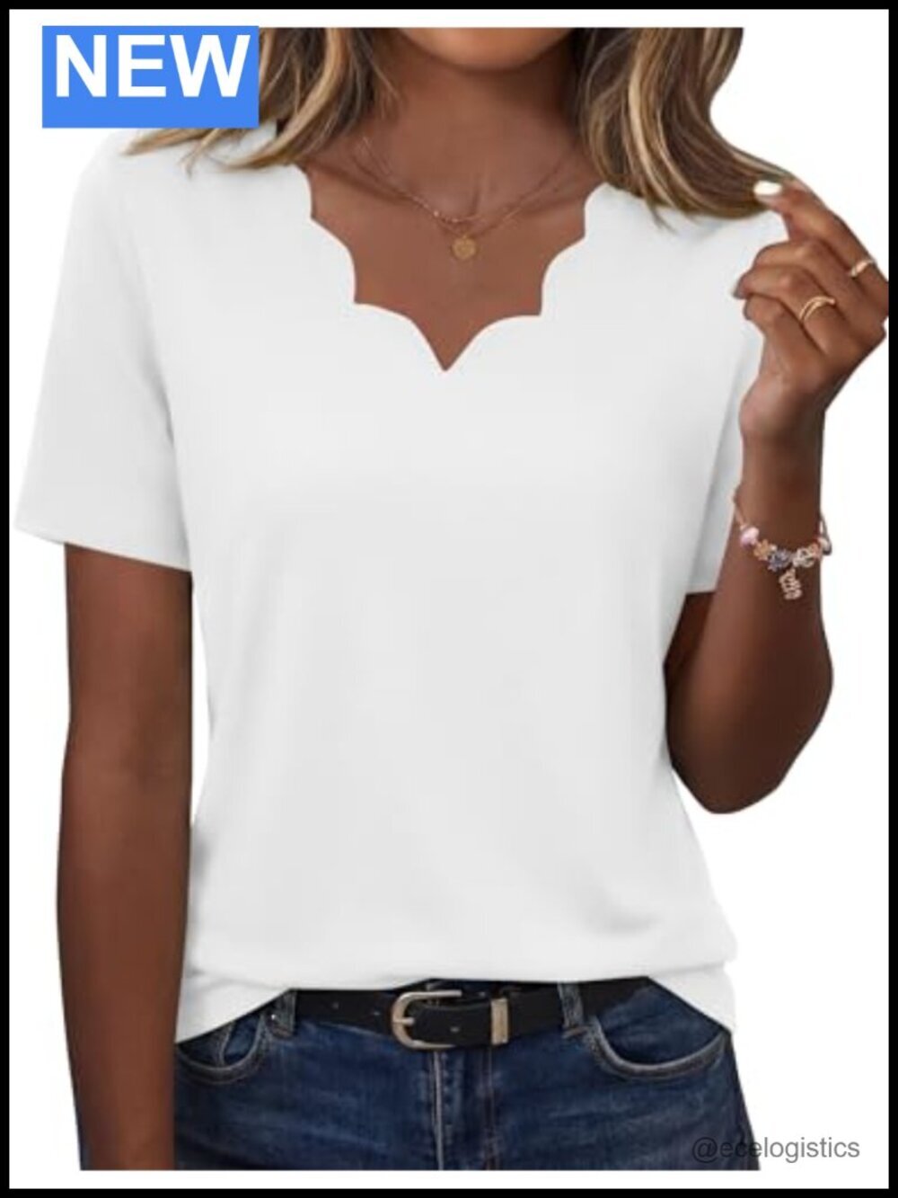 Women's V Neck Short Sleeve Tunic Blouse Dressy Casual Summer Top